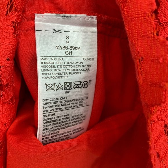 Banana Republic Dress Red Floral Polo Lace Flutter Sleeve - Picture 8 of 11